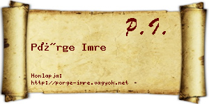 Pörge Imre névjegykártya