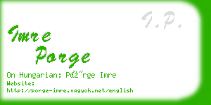 imre porge business card